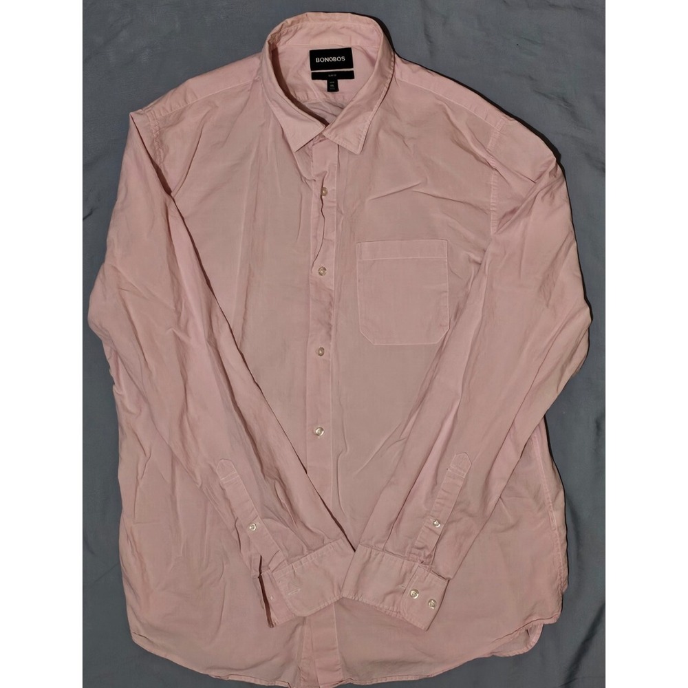 Bonobos Long Sleeve Button‎ Down Shirt Men's Size 2XL Pink Slim Fit